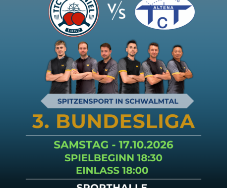 Heimspiel 3. Bundesliga Samstag 17.10 gegen TTC Altena